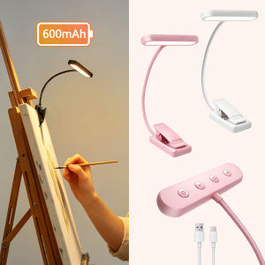 Book Light 600mAh Rechargeable Reading Light 3 Amber Colors 10 Stepless Dimming Book Reading Light Portable Clip on Light