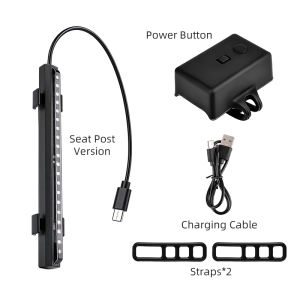 ESLNF RGB Flowing Bicycle Safety Taillight 1200mAh Type-C Rechargeable IPX4 Waterproof Bright for Road MTB Night Riding
