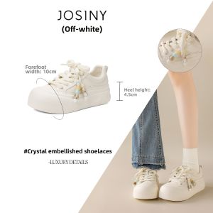 Josiny | Thick Sole Womens White Shoes for Sport & Casual Wear