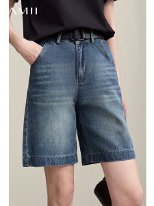 AMII | Vintage Denim Style High Cotton Wide Leg Shorts