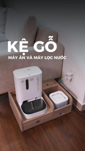 Kệ Gỗ Máy Ăn Máy Lọc Nước Cho Chó Mèo HELIPET Chống Gù