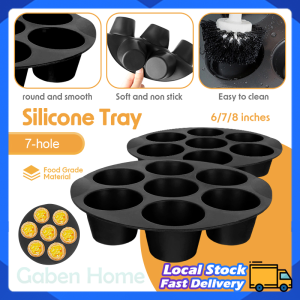 Silicone Cake Mold 7 Holes 6/7/8 inch Air Fryer Muffin Pans Microwave Oven Baking Cupcake Mold Non-Stick Reusable Baking Utensils