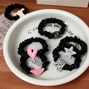 Set 6 Dây Buộc Tóc Màu Đen PA.DA.WA.NG Đơn Giản Thời Trang Hàn Quốc Cho Nữ