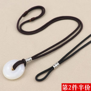 สร้อยคอหยกเงินแท้พร้อมหัวเข็มขัดขนาดใหญ่ สายรัดแหวนแบบปรับได้ จี้หยก โซ่จี้ สร้อยคอแบบปรับได้ โซ่จี้หยกเงินแท้