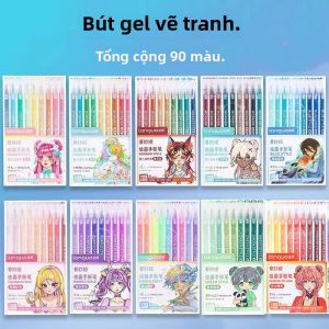 LANGUO 9 Chiếc Morandi Bộ Bút Gel 0.5 Mm Mịn Điểm Cho Nhật Ký Học Sinh Thêu Sò Sách Tô Màu Vẽ Và Đồ Dùng Học Tập