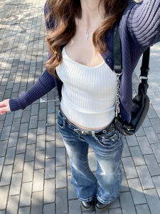 Korean Style Anti-Aging Long Sleeve Knitted Loose Womens Set Pure Color Slim Fit Inner Wear Two-Piece Set for Spring Autumn