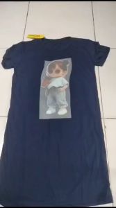 Dress Wanita Kaos Gaya Korea Motif NICE DAY, BIG BEAR & GIRL, dan MOM LIFE Bahan Adem dan Lembut Fit To L Ld 80-90 Cm