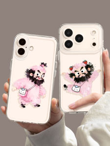 YOUSIDUN | iPhone Compatible Pink Transparent Case Unique Design Lens Protection