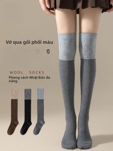 MiiOW | Tất ống dài bằng lông cừu dày dặn giữ ấm cho nữ mùa thu đông chống trượt bó sát bảo vệ đầu gối và mông