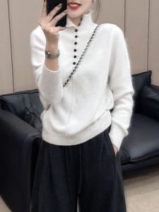 QINGNAER | Minimalist High-Neck Warm Knit Sweater