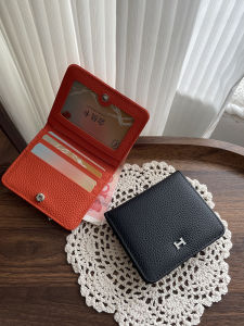 Leather Short Wallet Womens Compact Lightweight Integrated Card Holder Money Clip Stylish Small Square Shape Youth Fashion