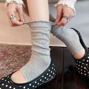 rosekey | Gray Summer Lightweight Ruffle Edge Ballet Style Socks