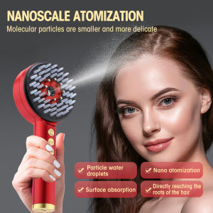 Da Đầu Applicator Lỏng Lược Điện Lược Massage phun nano Màu Đỏ Và Đèn xanh dương Rung Lược Massage mọc tóc tinh dầu Điều Trị có thể sạc qua USB
