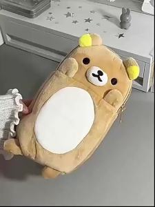 EELHOE | Easy Bear Cute Plush Pen Bag Zipper Storage Bag Small and Cute Gift Zero Wallet Large Capacity Stationery Pen Bag