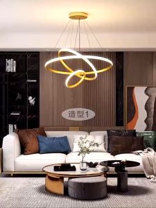 Lampu Gantung modern minimalis LED 3 Ring 3 Warna Chandelier Kamar tidur Ruang tamu lampu