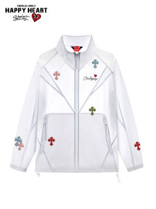 CHARLES JANGS HAPPY HEART | Printed Stand Collar Sun Protection Jacket Loose Casual Coat