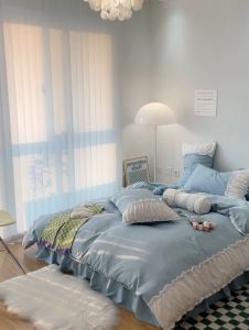 4in1 Bed Sheet Mattress Protector Cover Queen Cozy Silk Cotton Bed Skirt Korean Style Cadar