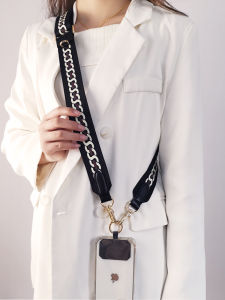 Creative Lockchain Pattern Double Buckle Head Hanging Chain Fine Womens Bag Strap Mobile Phone Lanyard Adjustable Width Crossbody