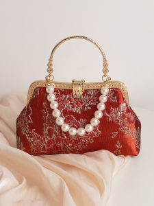 Retro Style Wedding Handbag for Women Red Chinese New Bride Dress Match Small Square Bag Daily Use Single Shoulder Crossbody