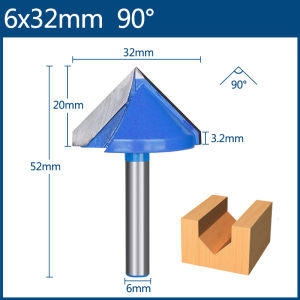 XCAN 1pc 6mm Shank V Type Slotting Cutter 60 90 120 150 Degree CNC Engraving Bits Carbide Milling Cutter For Woodworking