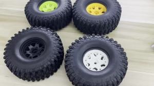 4pcs 1/10 Scale RC Crawler 1.9 Plastic Beadlock Wheels and Tires 4.72" 120mm for Traxxas TRX4 Axial SCX10 II III Redcat Gen 8