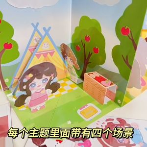 DIY 3D House Puzzle 4 Themes - Pretend Play Busy Book Quiet Book Interactive Activity Book Sticker Early Learning
