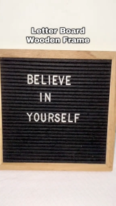 Felt Letter Board Message Board with Easel Wooden Frame Changeable Symbols Teaching Tool Home Decor 10x10 Inch