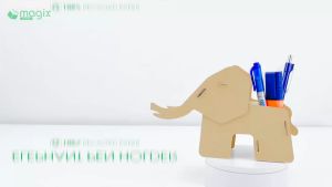 MFK03A - Đựng bút lắp ráp hình con voi đồ đựng bút hình thú bằng giấy carton siêu cứng