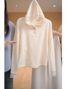 Elegant Large Size Womens Knitted Long Sleeve Lace Patchwork Hat Tunic Top Slimming High-End Feelings Autumn New Style
