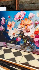 Tranh in Canvas Bình Hoa Cúc Tĩnh Vật (Có hình thật - Đã có khung móc đinh treo) - The Canvas House