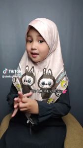 Kerudung Anak Pinting Labubu / Hijab Instan Bergo Printing Sublim By Khaizuran