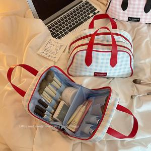 Large Capacity Makeup Bag Womens Portable Travel Toiletry Bag Double Layer Partition Storage Bag for Outing Personal Care
