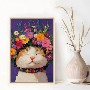 Jigsaw Puzzle 1000Pieces Klimt Inspired Cat With Golden Patterns And Flowers For Adults Stress Relief Relaxing Activity