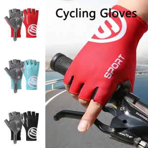 Cycling Gloves Breathable Anti-Slip Sunscreen Half Finger Gloves Anti-UV Moisture Wicking Training Driving Fishing MTB Gloves