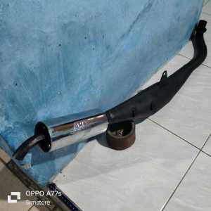 knalpot racing 2tak fiz fiz r force 1 ahm model ful sirip hitam crom