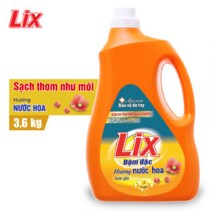 nước giặc lix hương  nước hoa  can 3.6 kg  đậm đặc hương thơm dịu mát đánh bay mọi vết bẩn cứng đầu cho áo quần sạch bóng trắng sáng rạng ngời