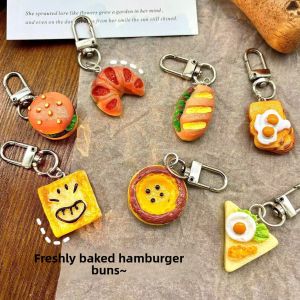 Adorable Simulated Burger Keychain Toast Egg Tart Bread Cute Gift Cross-Border Keychain Toy for Bags Small Hanging Ornament