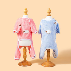 Comfortable and warm fleece one-piece clothing for pet cats and dogs in autumn and winter Christmas pet supplies