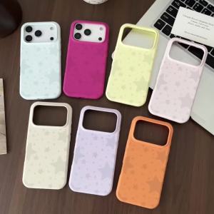 Cute Cartoon Star Liquid Silicone Phone Case for iPhone 17 16 15 14 13 12 11 Pro Max New Solid Color Shockproof Matte Soft Cover