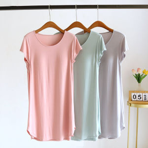 New Modal Nightdress Women Summer Thin With Chest Pad Cup Short sleeve Cool Feeling Pajamas Slim Home Skirt Korean Style