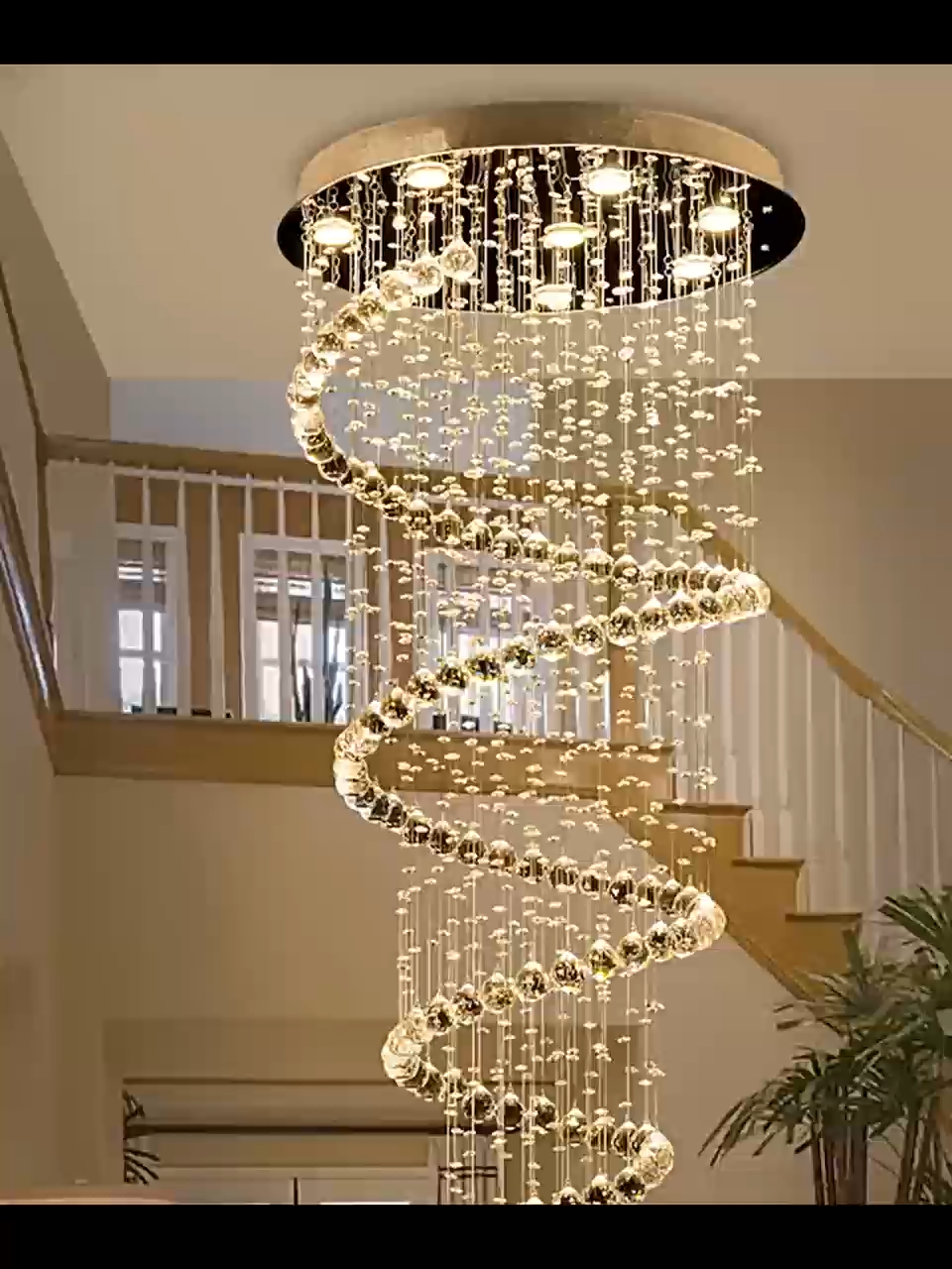 Modern Spiral Staircase Pendant Lamp Simple Living Room Crystal Long Chandelier Home Decorative Lamp