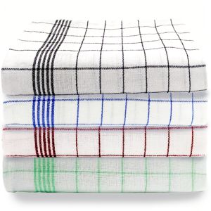 4Pcs 45cm * 60cm Multi-Colored Checkered Kitchen Dishcloths Cleaning Cloths Multi-Functional Kitchen Towels
