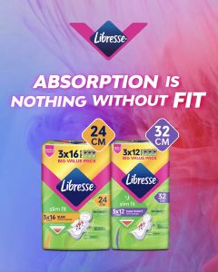 Libresse Slim Non-Wings Pads 24cm (3x20s) - Secure Fit & Leakage Protection