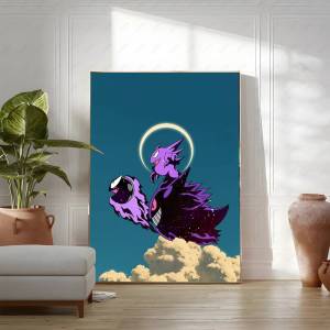 Bandai | Pokemon Peripherals Lucario Greninja Pikachu Anime Canvas Poster Wall Decor