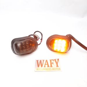 [Sepasang Kanan Dan Kiri] Lampu Sen Tempel Led Fairing Model Oval Kura Kura Aksesoris Lampu Sein Motor Universal Fairing