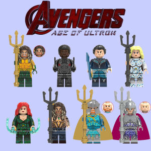 XinH X0237 ชิ้นส่วนโมเดลการ์ตูนสุดฮิต Super Hero Sea King Mera Black Manta Arthur Curry Assembly Toys for Children