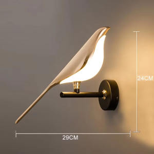 Bắc Âu Chim Vàng Đèn LED Dán Tường Art Deco Sắt Đèn Treo Tường Cho Phòng Ngủ Đầu Giường Phòng Khách Tiệm Thanh Sáng Tạo Mới Lạ Đèn