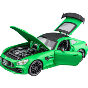 【WJ】Simulation 1:24 Benz MB AMG GTR alloy diecast car model with sound and light pull back car toy for kids boy children  toy car  collection gift