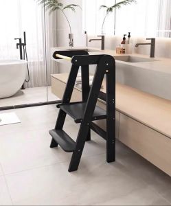 Baby Montessori Learning Tower Step Stool with Handrails Washing Basin Footrest Folding Childrens Furniture Wooden Material