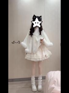 Thickened Plush Collar Wrap Coat Soft Fairy Autumn Winter Warm Outerwear Versatile with Cheongsam Commute Style Pure Color